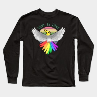 Love is Love - Rainbow Cockatiel Doodle Long Sleeve T-Shirt